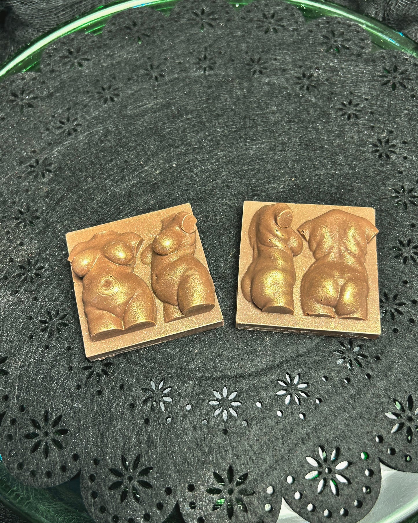 Chocolate Naked Lady Torso, Front and Back, Set of 2
