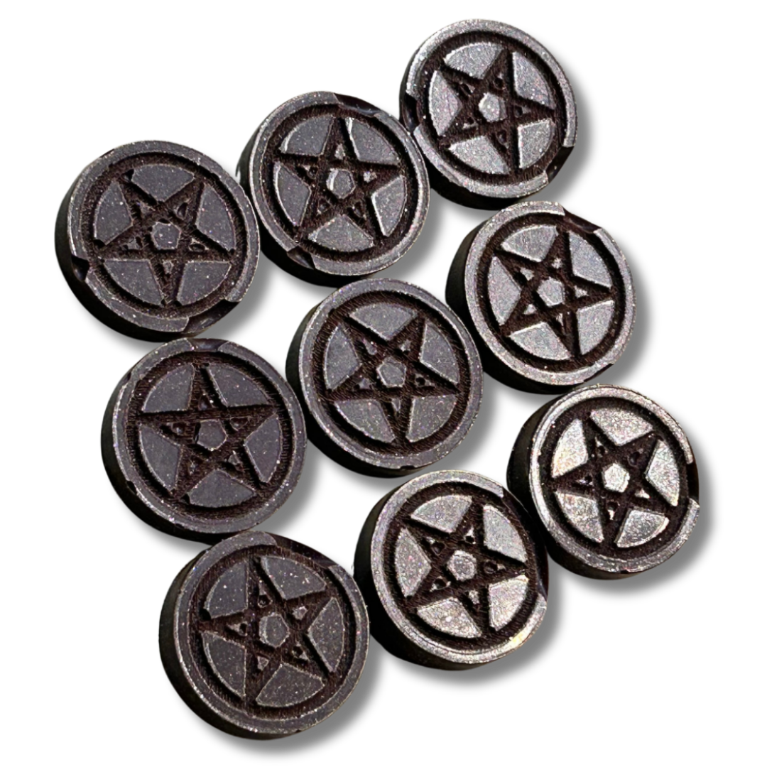 Chocolate Pentagram Medallions, Set of 9