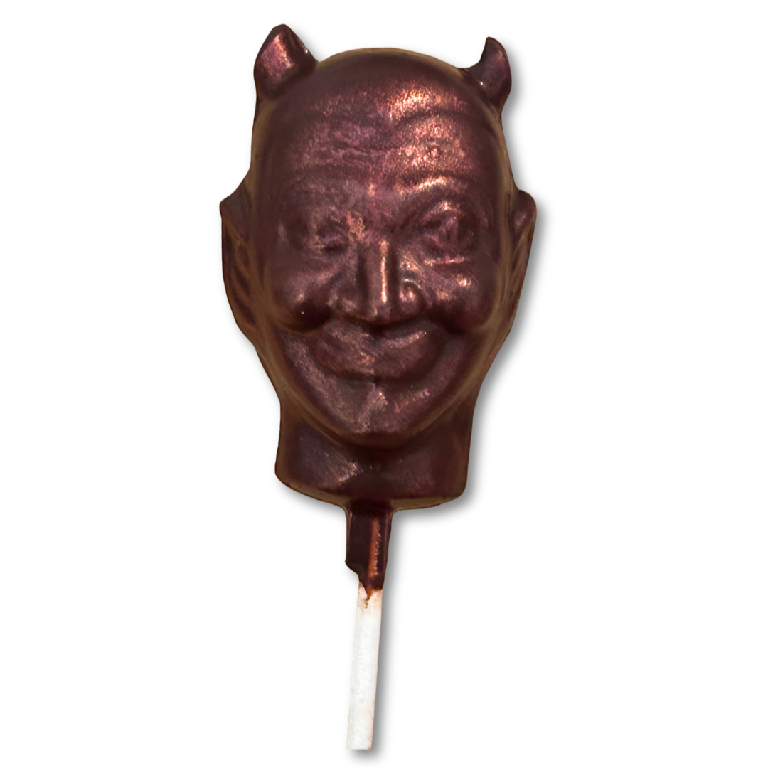 Devil Head Solid Chocolate Lollipop