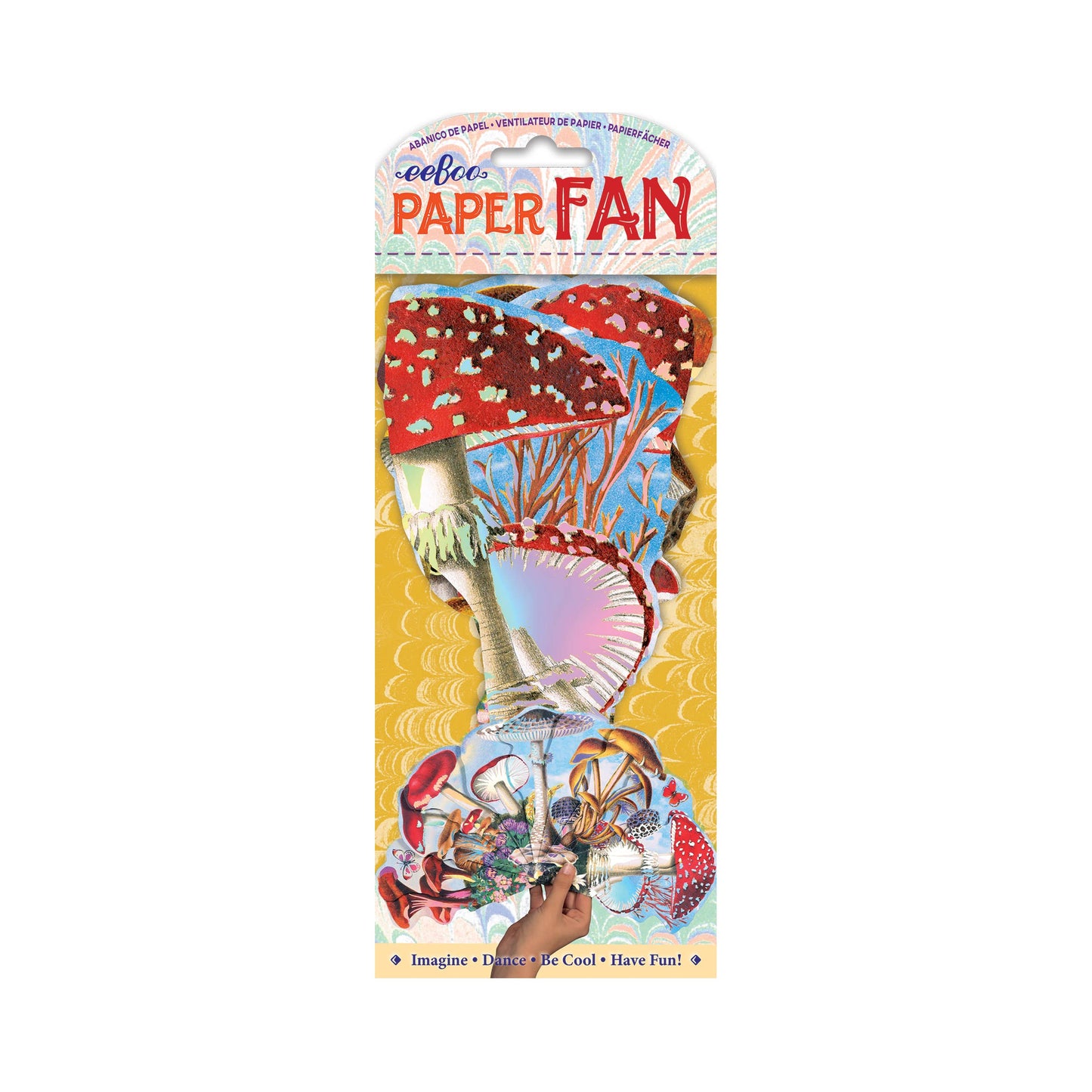 Mushroom Foil-Stamped Paper Fan