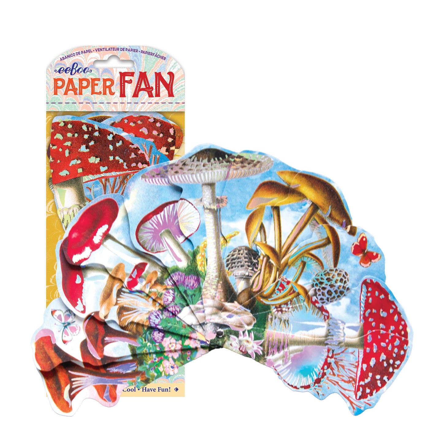Mushroom Foil-Stamped Paper Fan