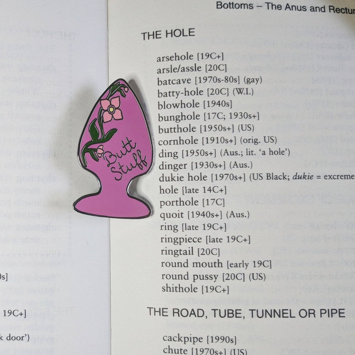 Butt Stuff - purple butt plug enamel pin