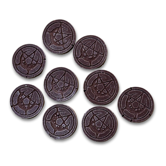 Chocolate Pentagram Crescent Medallions, Set of 9