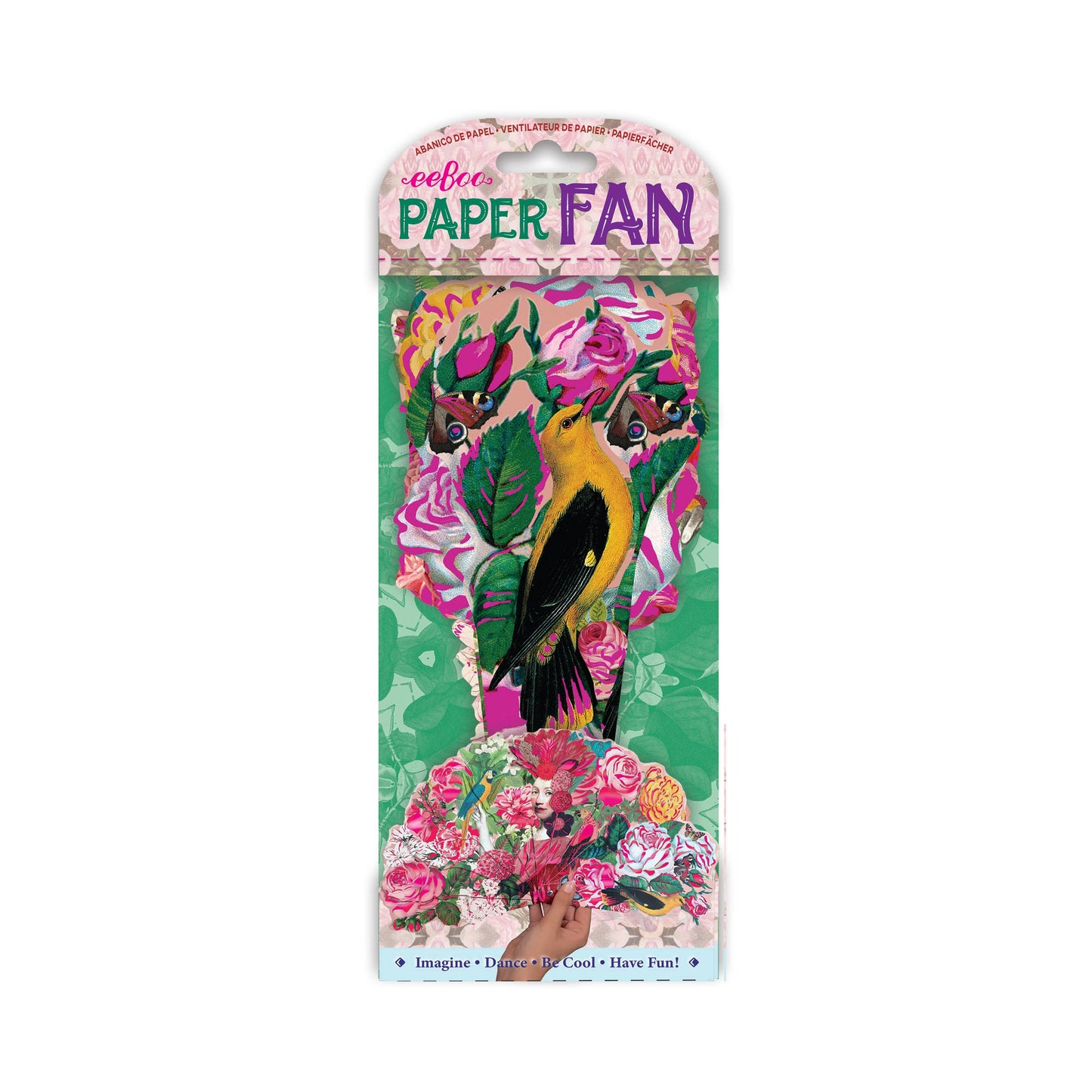 Bright Flowers Foil-Stamped Paper Fan