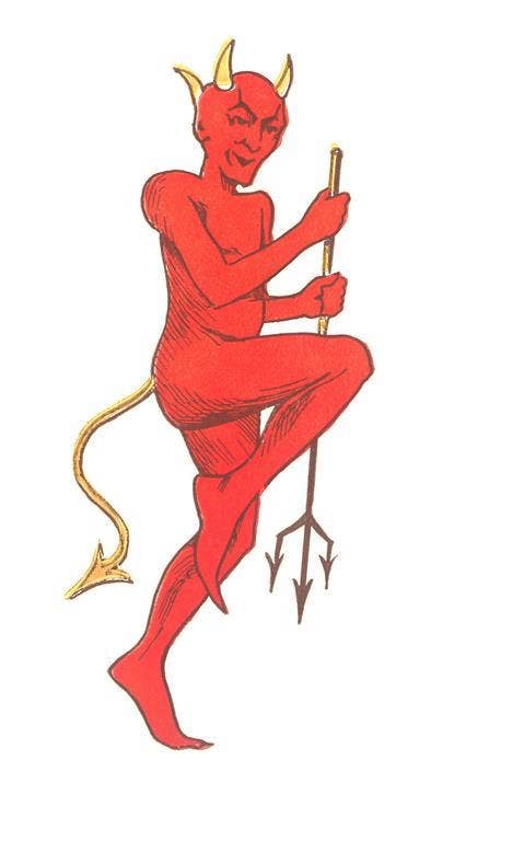 Prancing Devil with Pitchfork Sticker