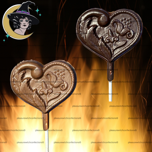 Flower in Heart Chocolate Lollipop