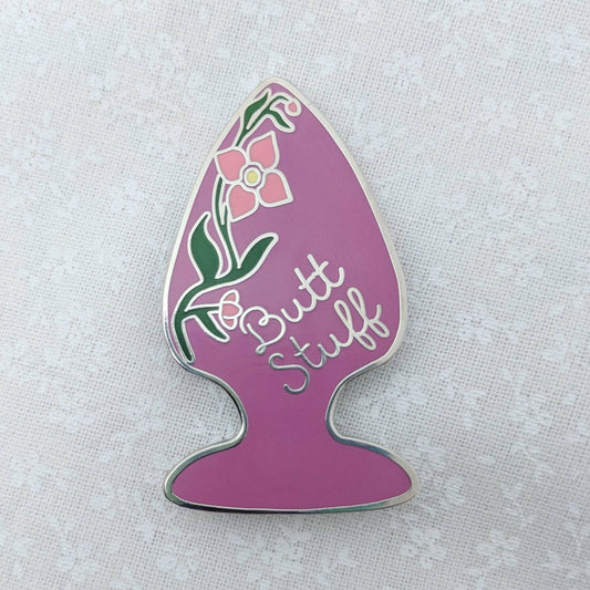 Butt Stuff - purple butt plug enamel pin