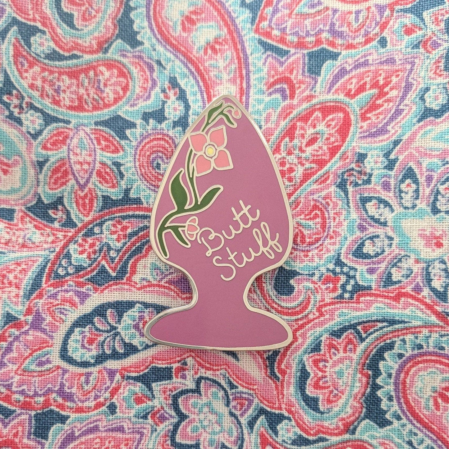 Butt Stuff - purple butt plug enamel pin